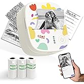 XenGro Mini Sticker Printer AHM2, Mini Thermal Printer with 3 Rolls Paper, Portable Bluetooth Inkless Printpods, Pocket Label
