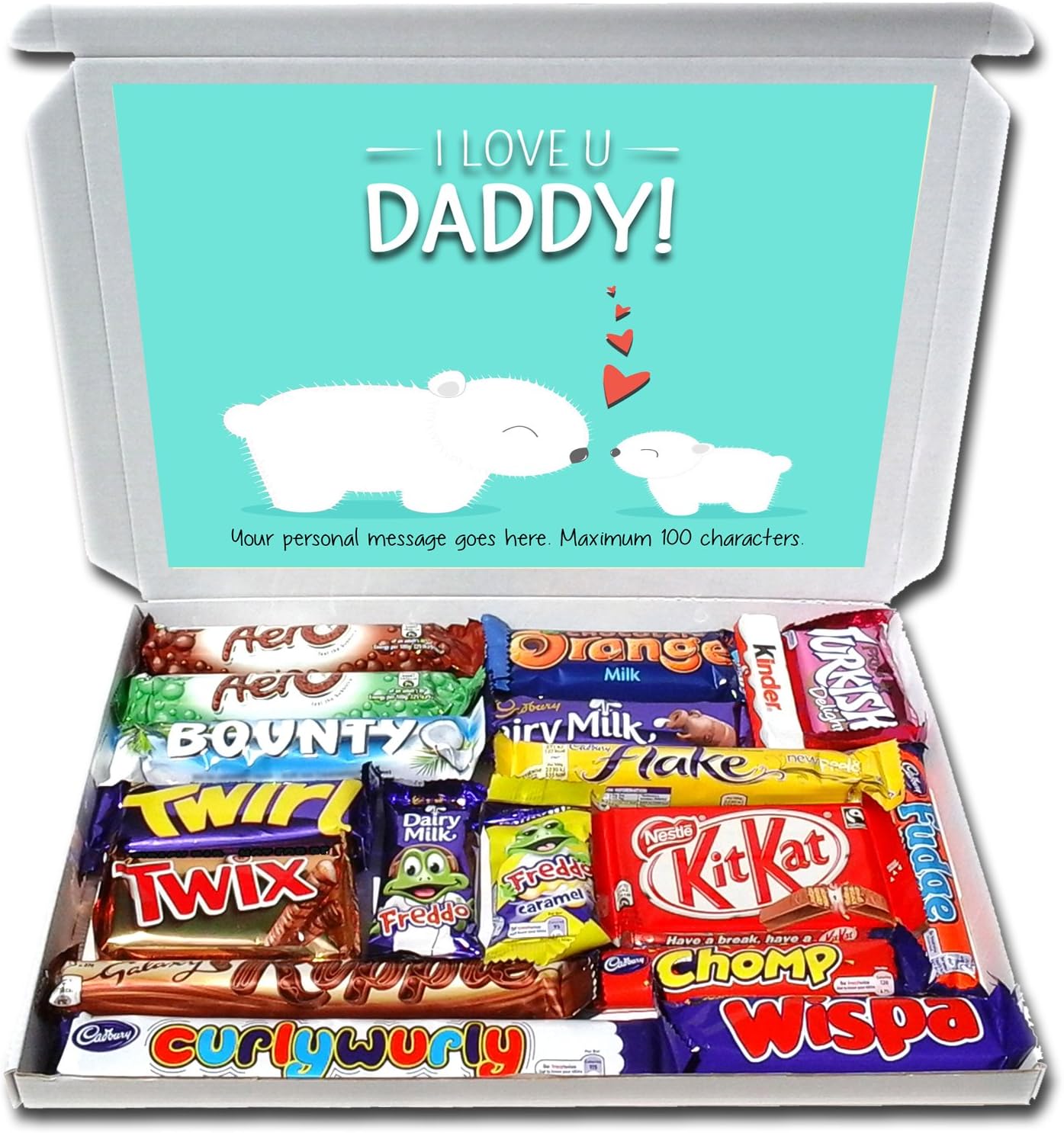 I Love You Daddy Personalised Gift Hamper for Dad Any Occasion for Daddys Birthday Thank You etc