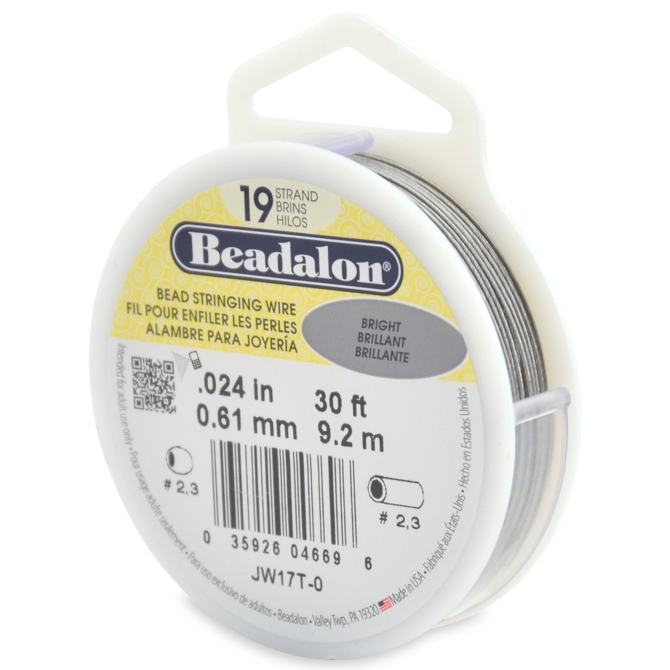 Beadalon 9.2 m Reel 0.61 mm Diameter 19 Strand Wire, Bright
