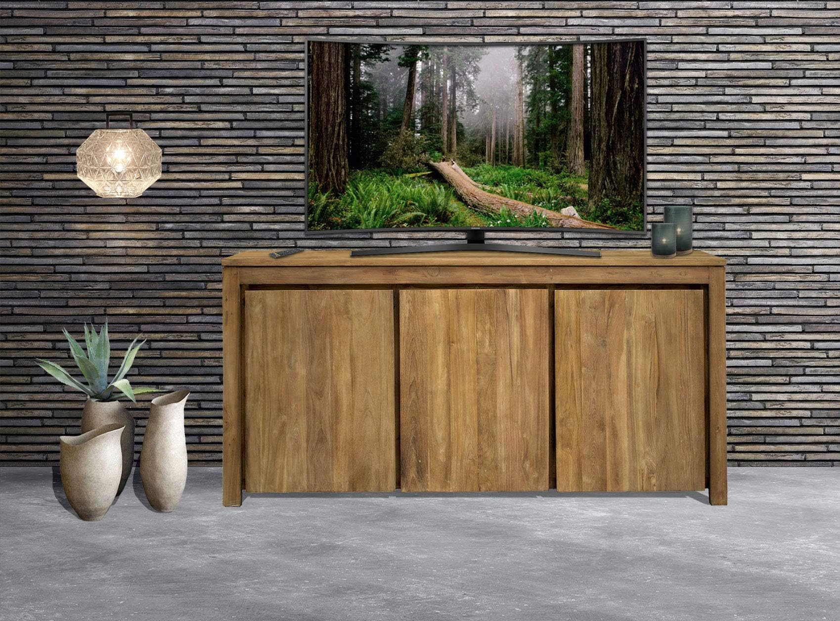 CHIC TEAK Recycled Teak Solo Buffet Storage Cabinet, Buffet, TV Stand with 3 Doors Made