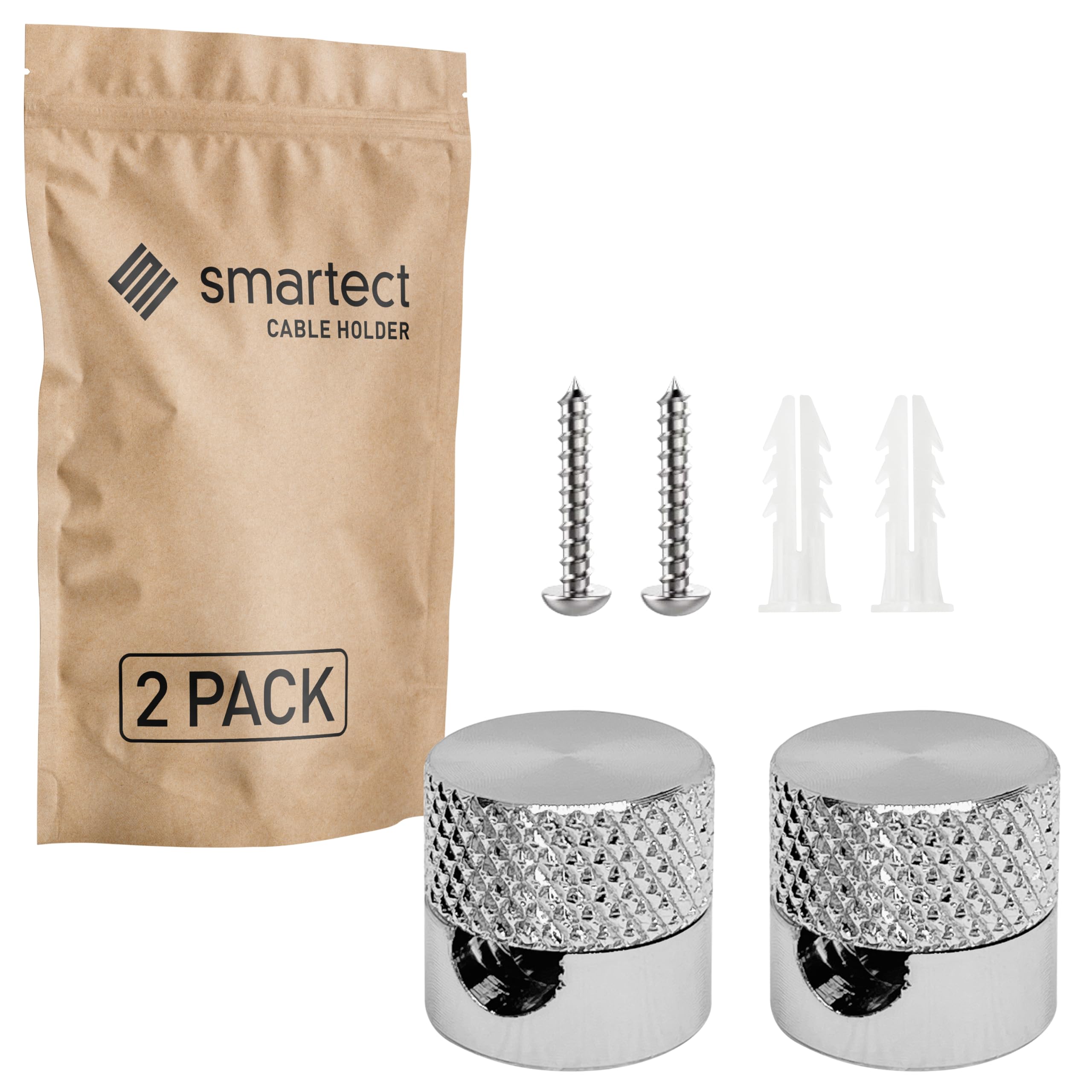 smartect Aluminium Wall and Ceiling Pins [2 Pieces, Corrugated, Metal] Cable Decentralizer with wall Plugs and Screws Included, Ceiling Light Hook for Your DIY Project
