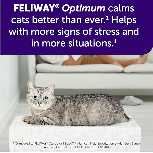 FELIWAY® OPTIMUM 30 DAY CAT CALMING PLUG IN PHEROMONE DIFFUSER STARTER KIT, 48ML – HELPS REDUCE COMMON SIGNS OF STRESS IN CATS & KITTENS, NO. 1 VET RECOMMENDED BRAND, ENHANCED CALMING