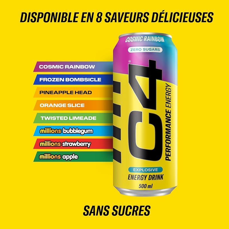 C4 Performance Energy Carbonated 500ml x 12 Cosmic Rainbow Multi-ling