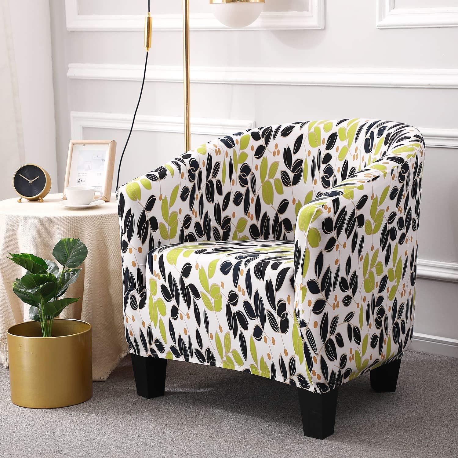 WOMACO Club Chair Slipcover Printed Stretch Armchair Tub/Round Barrel Swivel Chair Covers with Elastic Bottom Sofa Furniture Protector (1, A1): Furniture & Decor