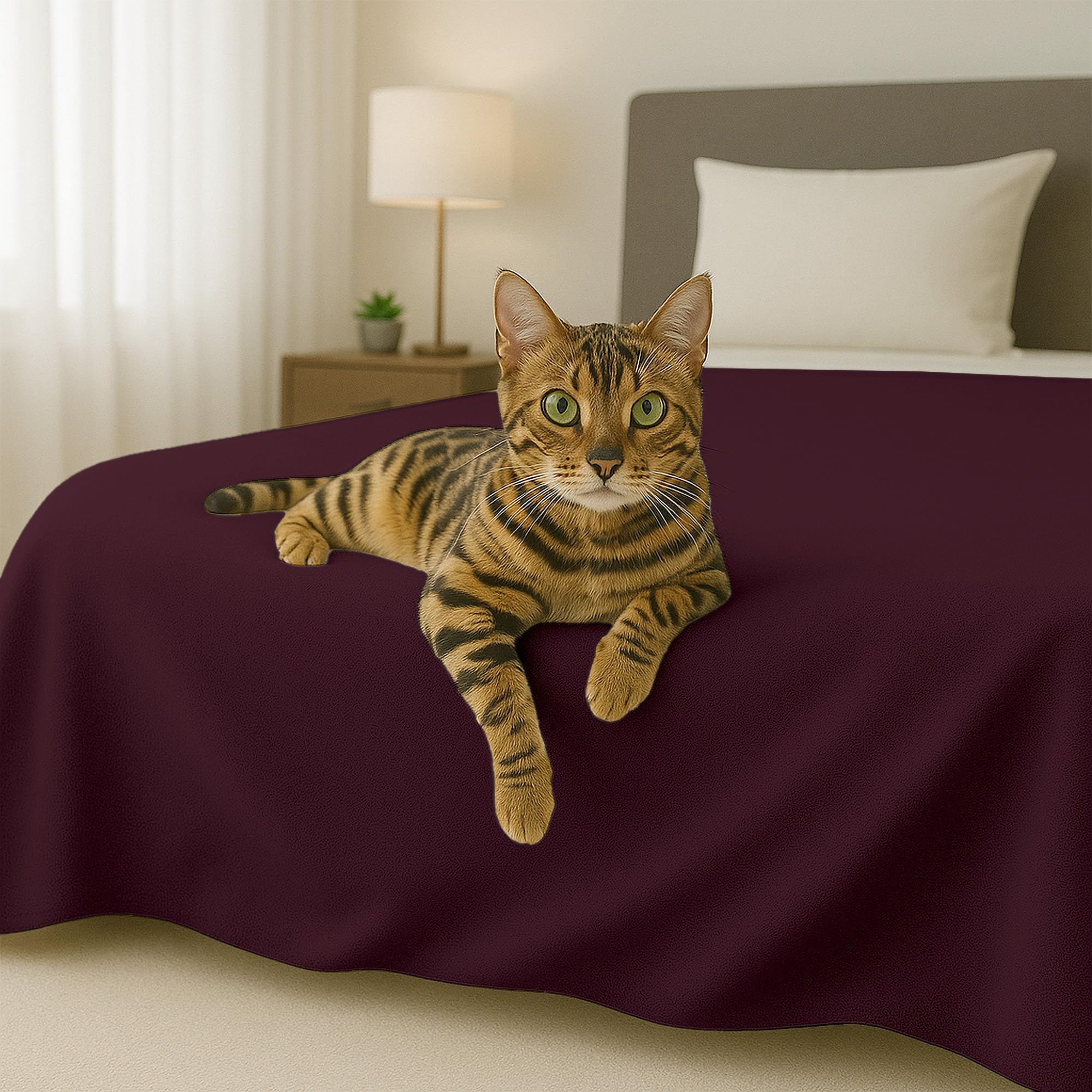 Byour3 - Bedspread Cotton ORGANIC Mixed Double Single King Size Bed Cover Heavy Blanket Multipurpose Furnishing Cloth Decorative Coverlet Modern Bedding Washable Easy Care (Bordeaux, Single)