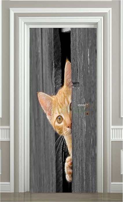 Ppa Design Sticker Porte Deco Trompe L Oeil Chat Sapp7042 63x4cm Amazon Fr Cuisine Maison