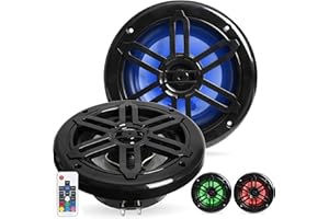 BELVA BMRGBBK 500W Peak (250W RMS) 6.5" 2-Way Coaxial Marine Speakers with Multi-Color LED Lighting for Boats/ATV/UTV/SxS/Powersport
