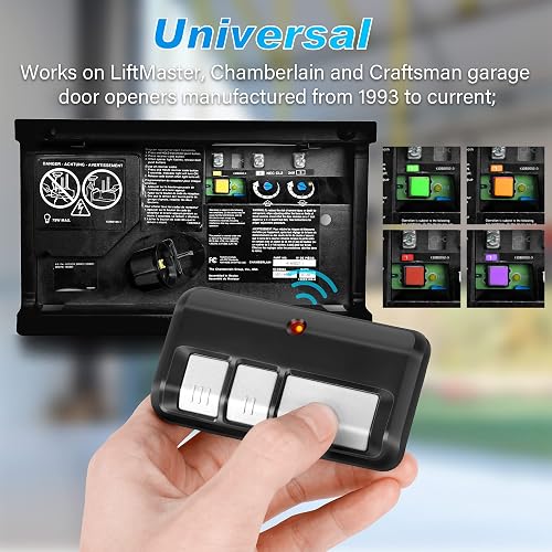 3-Button Garage Door Remote For Chamberlain LiftMaster 893MAX 893LM - 315 MHz RF With Illuminated Buttons