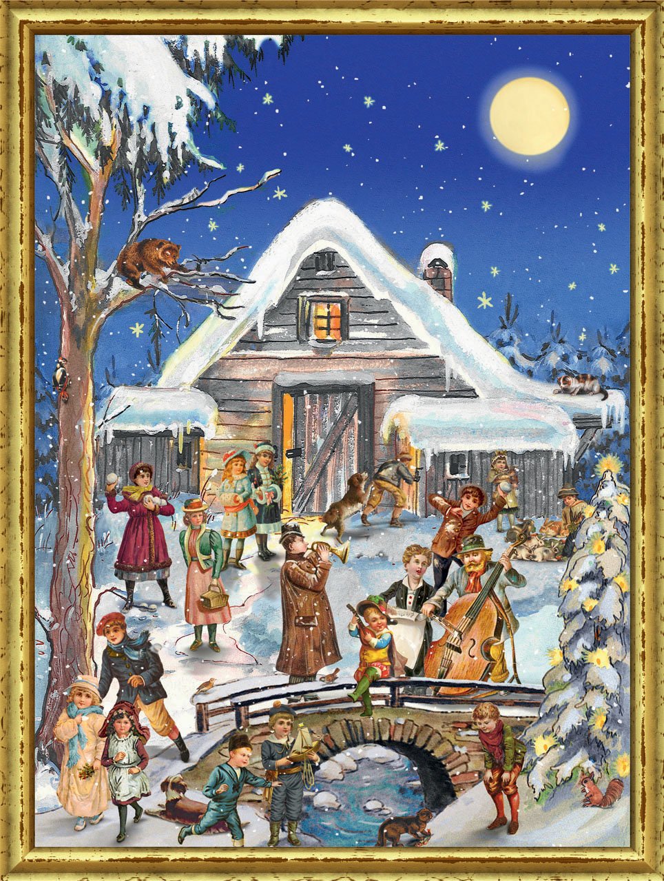 Advent Calendar large format with Victorian design "Christmas Musicians"