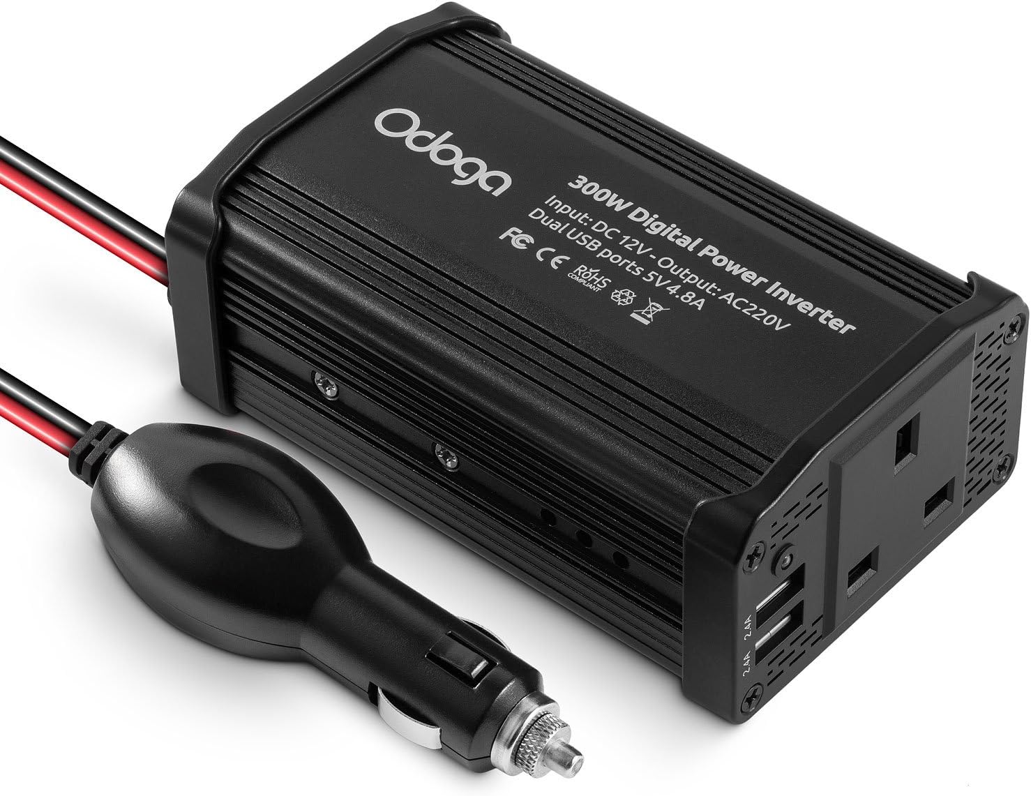 Odoga 300W Car Power Inverter 12V to 240V / 230V Converter, USB-A and USB-C 3A Charging Ports, Charge Your Laptop, iPad - Image 3