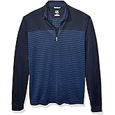 Cutter & Buck Men's Drytec UPF 50+ Double Knit Traverse Stripe Half Zip Pullover