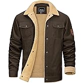 KEFITEVD Men's Winter Fleece Jacket Sherpa Lined Cargo Jackets Casual Trucker Coat Work Winter Thick Warm Coat