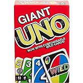 Mattel Games ​Giant UNO Card Game for Kids, Adults & Family Night, Oversized Cards & Customizable Wild Cards for 2 to 10 Play