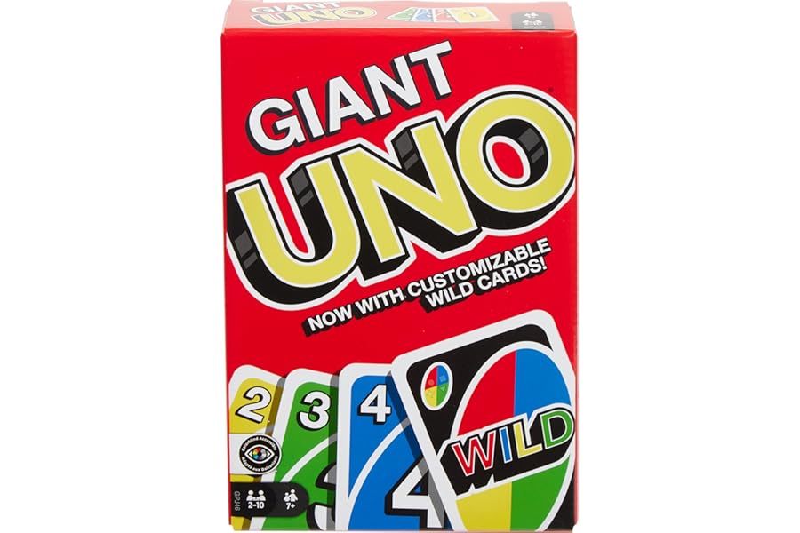 Mattel Games Giant UNO Card Game for Kid, Adult & Families, Color Blind Accessible & Customizable Large Deck