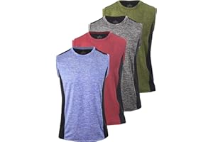 Vislivin Men's 4 Pack Tank Tops Sleeveless Workout Quick Dry Shirts Gym Muscle Shirts Athletic Bodybuilding Tee