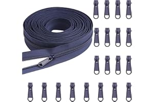 YAKA 5 Yards Bulk Zippers 5# Nylon Coil Zippers for Sewing Navy Nylon Coil Zipper with 20pcs Zipper Sliders Repair Kit for Jackets Luggage Backpack DIY Sewing Tailor Craft Bags and Clothing