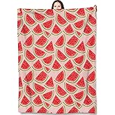 Turamurra Watermelon Throw Blanket Gifts for Adults Kids, Fruit Blankets for Living Room Bedroom Decor, Fuzzy Warm Flannel Plush 50"x60"