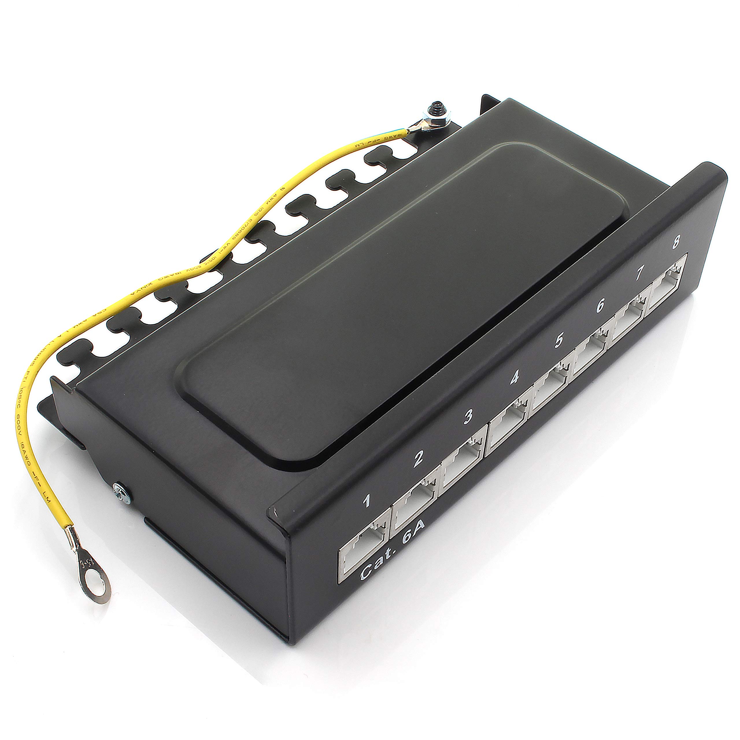 1aTTack.de 367459 Patch panel CAT6a 8 port black distribution panel LSA+ connection technology network distribution - RJ45 - TIA 568 A/B - black
