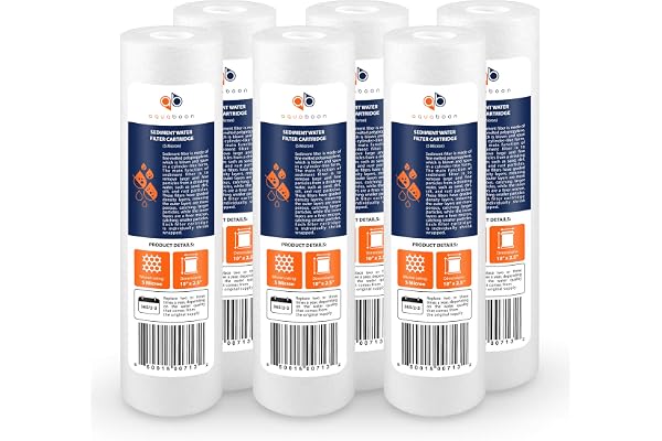 Aquaboon 5 Micron Water Filter 10" x 2.5" PP Universal Sediment Filters for Well Water - Water Filter Replacement Cartridge f