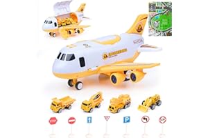 TOYTHRILL Interactive Airplane Toy with Toy Cars - Toy Airplane with Lights, Music, Jet Mist Effect & Play Mat - Battery-Operated, Realistic Design - Engineering & Travel Toys for Boys & Girls Age 3+