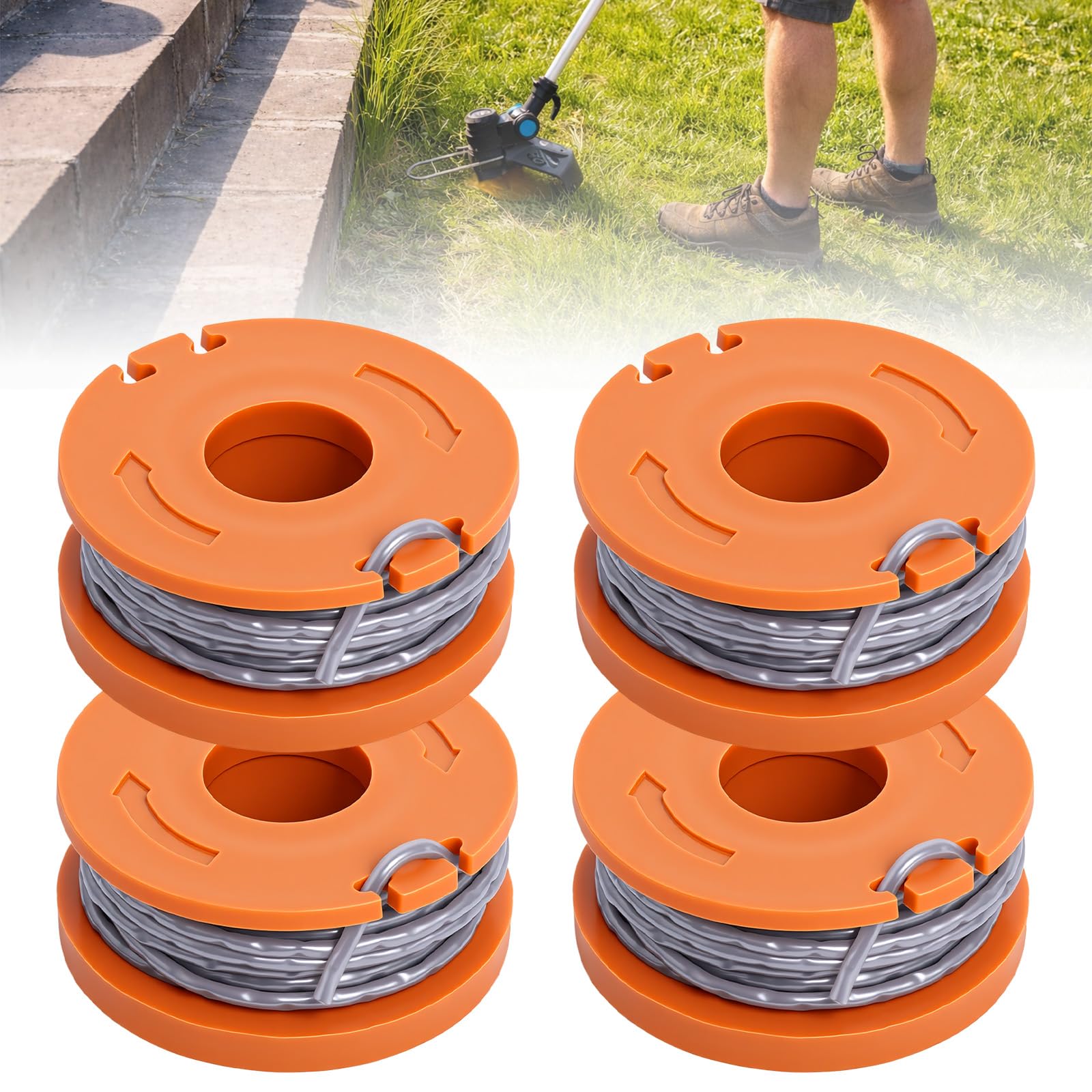 Poweka 3.05M Strimmer Spool Compatible with Mac Allister MGTP18Li Trimmer Line, 1.65mm 10FT Autofeed Replacement Strimmer Spools (4PCS)