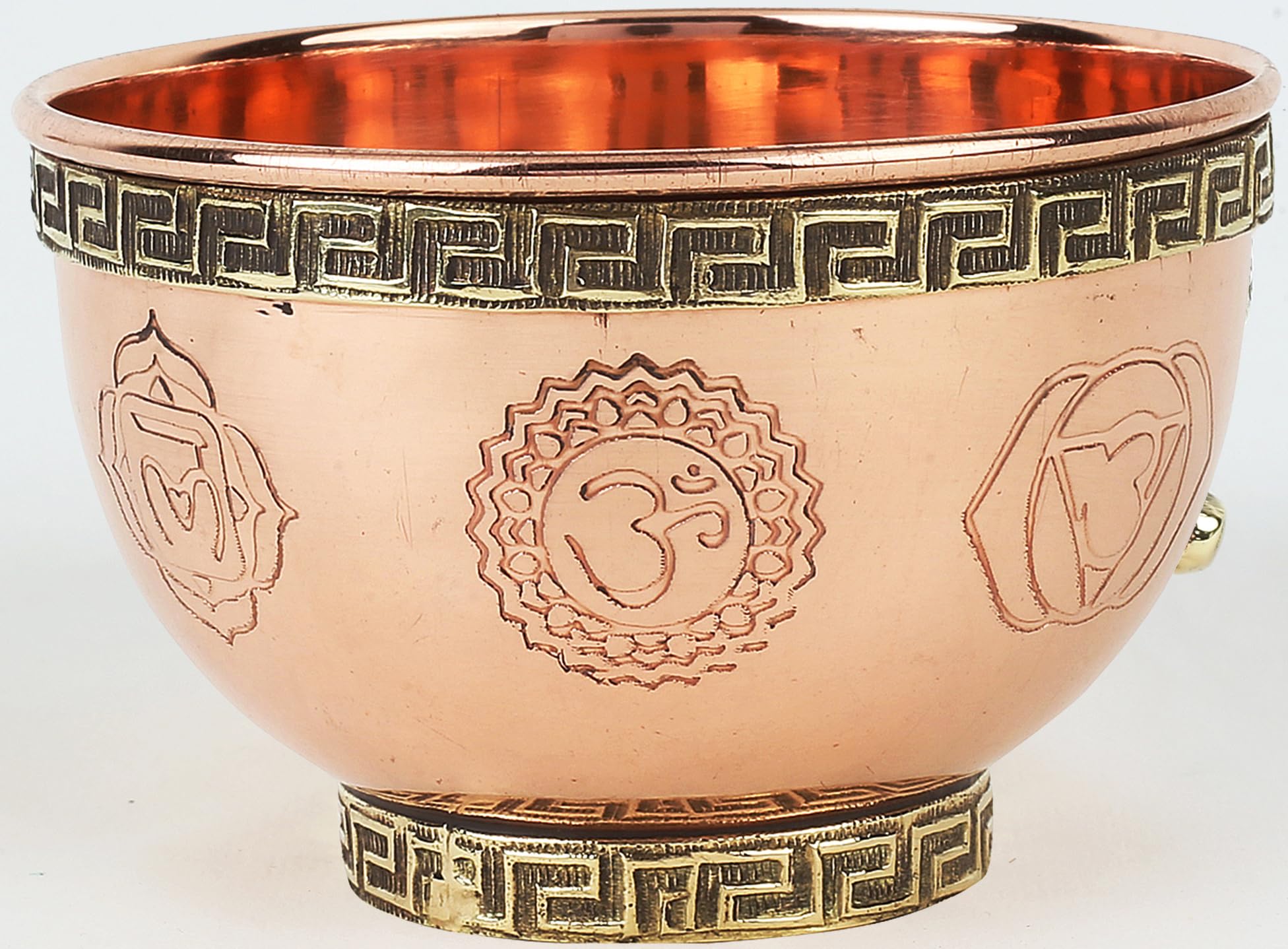 Small Altar Witchcraft Serving, Offering or Smudging Copper Brass Bowl (7 Chakra Embossed)