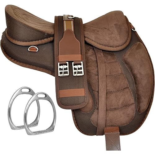 Y&Z Enterprises Synthetic Treeless Freemax Western Horse Saddle Size 15" to 18 Inch Seat Available Get A Matching Girth and A Set of Aluminum Stirrup