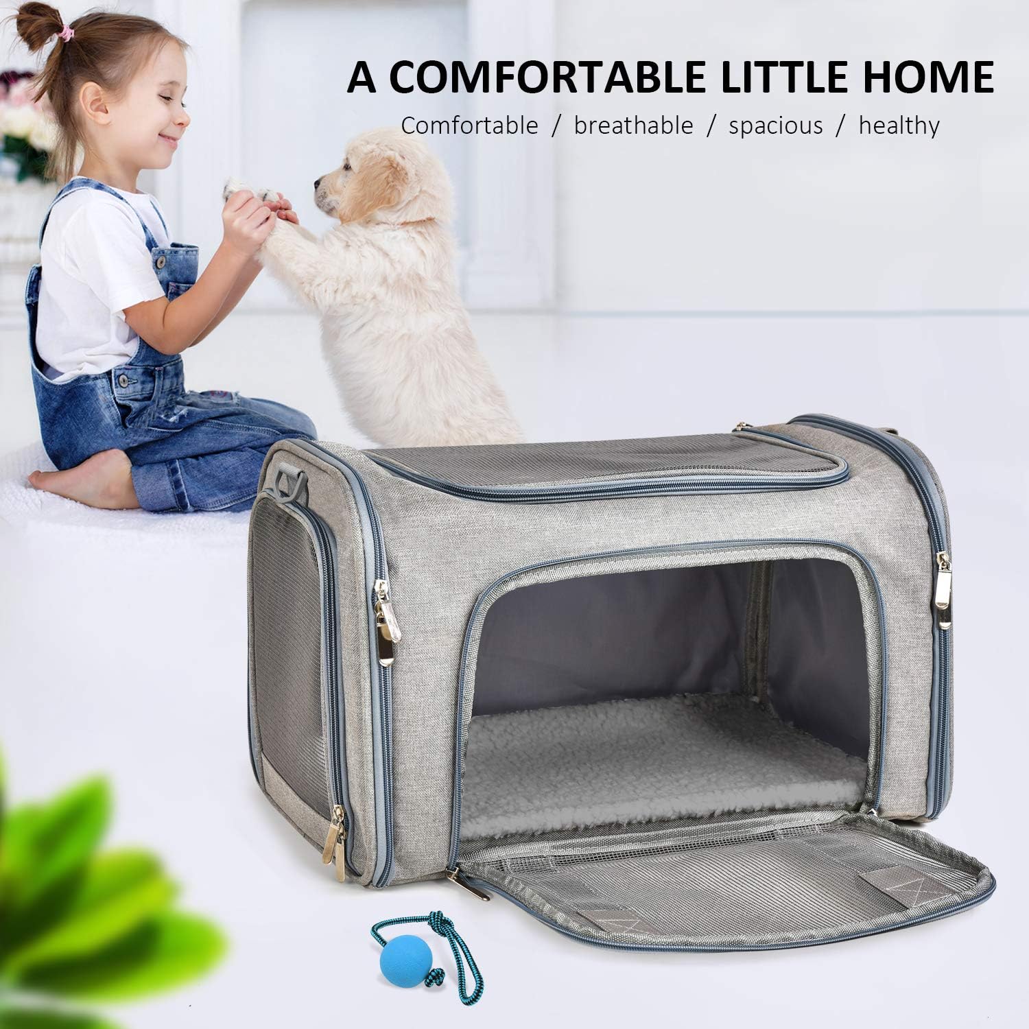 Henkelion Cat Carriers Dog Carrier Pet Carrier for Small Medium Cats Dogs Puppies up to 15 Lbs, TSA Airline Approved Small Dog Carrier Soft Sided, Collapsible Waterproof Travel Puppy Carrier - Grey : Pet Supplies