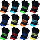 JAMEGIO boys socks 12 Pairs kids Half Cushion Low Cut Sock Sport Ankle Athletic Sock for Little Big Kids