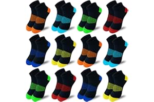 JAMEGIO boys socks 12 Pairs kids Half Cushion Low Cut Sock Sport Ankle Athletic Sock for Little Big Kids