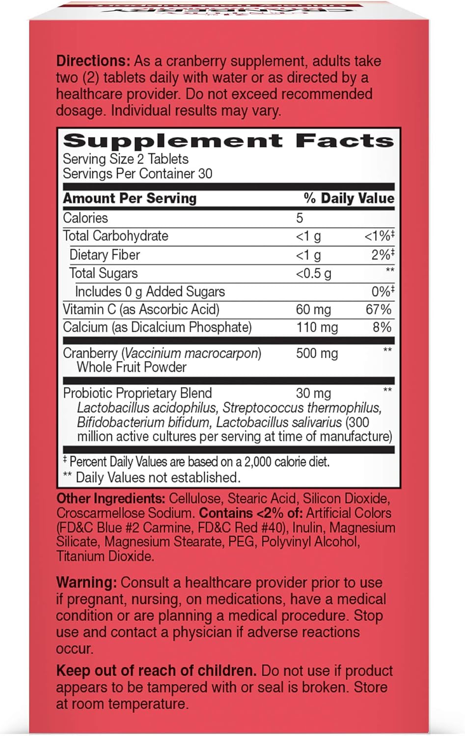 21st Century Cranberry Plus Probiotic Tablets, 60 Count: Health & Personal Care
