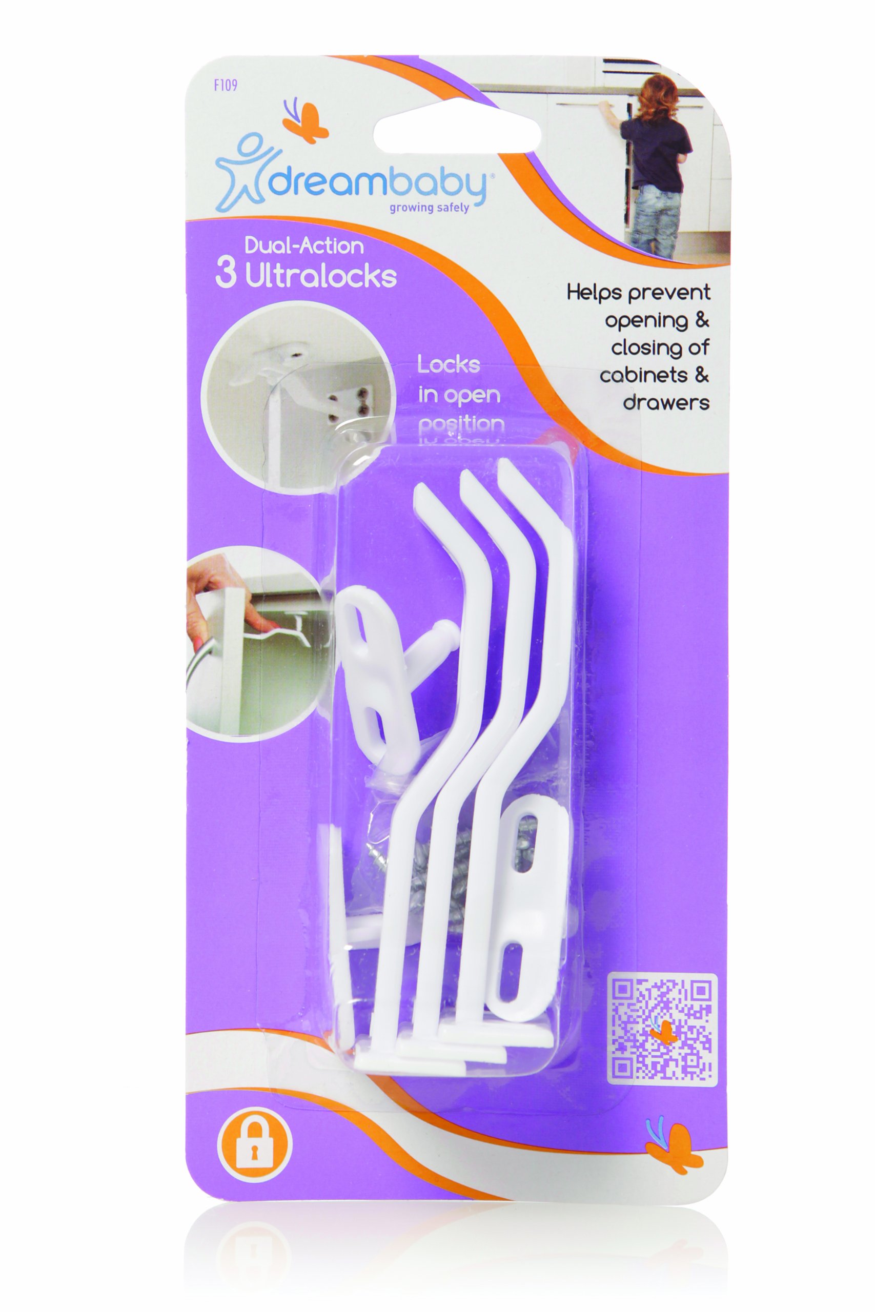 Dreambaby Dual-Action Ultralock (Pack of 3, White)