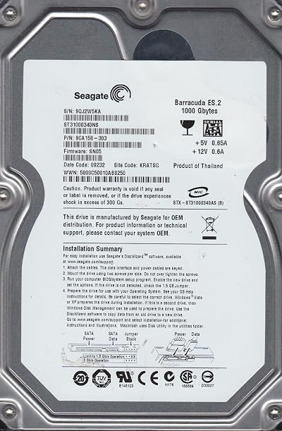 Seagate Barracuda ES 1TB 7200RPM SATA 3Gb/s 32MB Cache 3.5" Internal Hard Drive