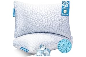 2-Pack Cooling Bed Pillows for Sleeping Shredded Memory Foam Pillows Queen Size Set of 2 - Cool Pillows for Side Back Stomach