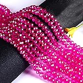 CrzBeadss 330Pcs Briolette Crystal Glass Beads for Jewelry Making, 8MM AB Faceted Glass Beads Bulk for Bracelets, Crystal Spacer Beads for Crafts Earring Wine Charms Suncatchers, Rosered AB