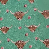 ECO CHIC Lightweight Foldable Insulated Lunch Bag Floral Highland Cow Green view 7