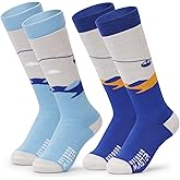 OutdoorMaster Ski Socks, Snowboarding Socks for Boys & Girls, Thermal Winter Warm & Breathable, Over The Calf Non-Slip Cuff