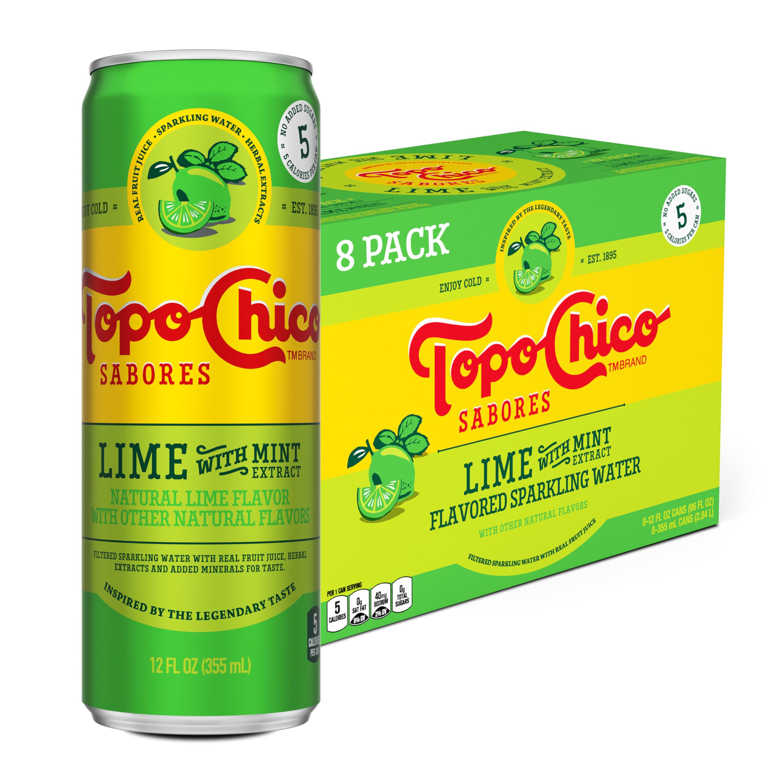 Photo 1 of * expires April/2026 *
Topo Chico Sabores Lime with Mint Extract 12oz 8pk