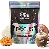 OwlRyze Mushroom Coffee Focus Classic with 6 Adaptogenic Mushrooms, MCT Oil, Premium Instant Coffee for Better Energy, Focus, Digestion, Immunity with Lions Mane & Turkey Tail, 30 servings