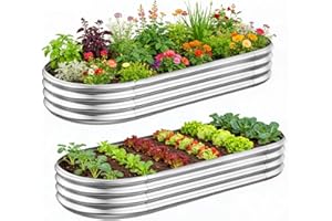 2-Pack 7x3x1ft Large Metal Raised Garden Bed, Galvanized Outdoor Planter Box for Vegetables Flowers and Herbs, Heavy Duty Rec