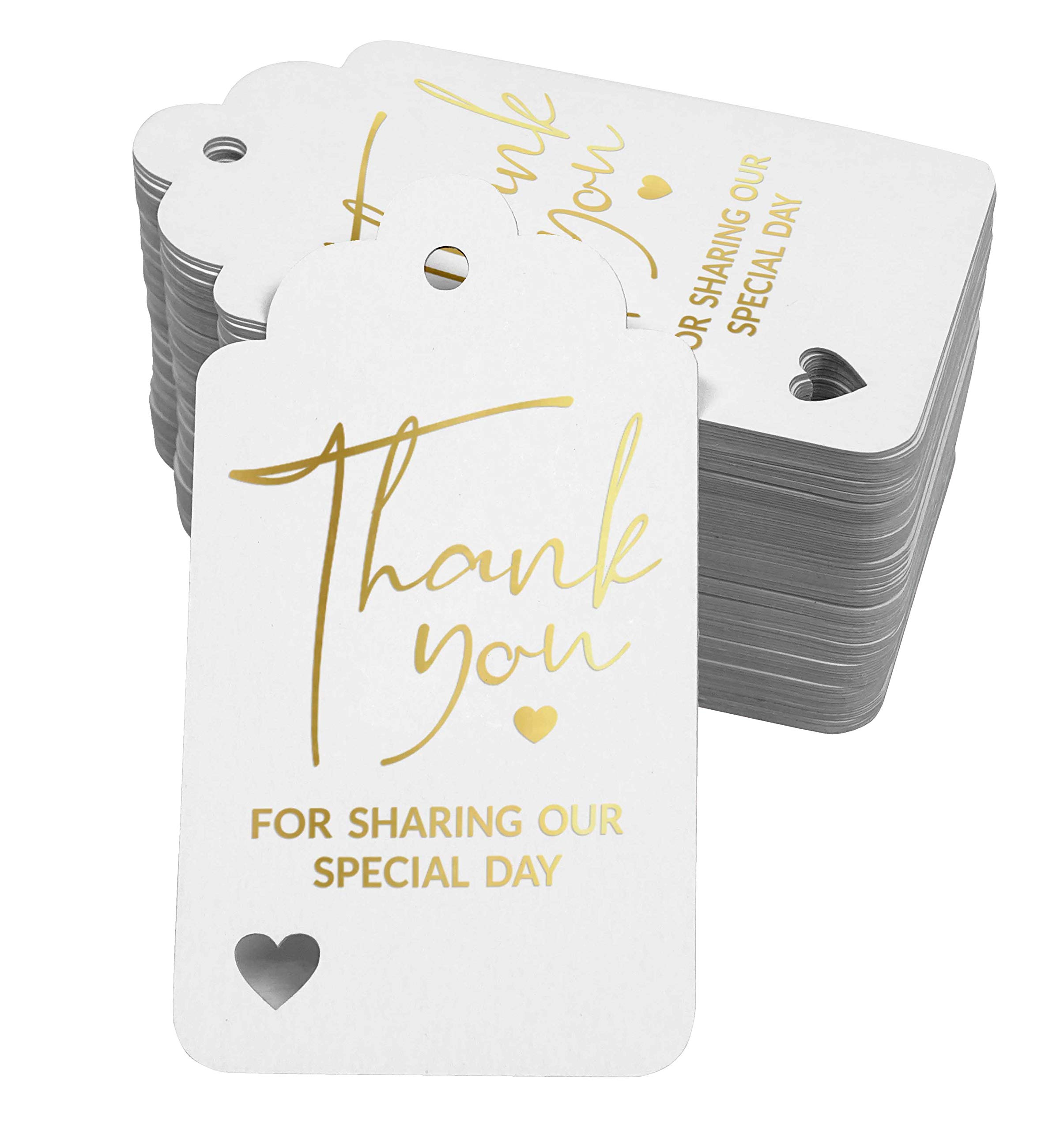 Inkdotpot Pack Of 100 Thank You For Sharing Our Special Day Bridal Shower-Baby Shower-Retirement-Wedding-Birthday Favor Paper Tags Craft Real Gold Foil Hang Tags