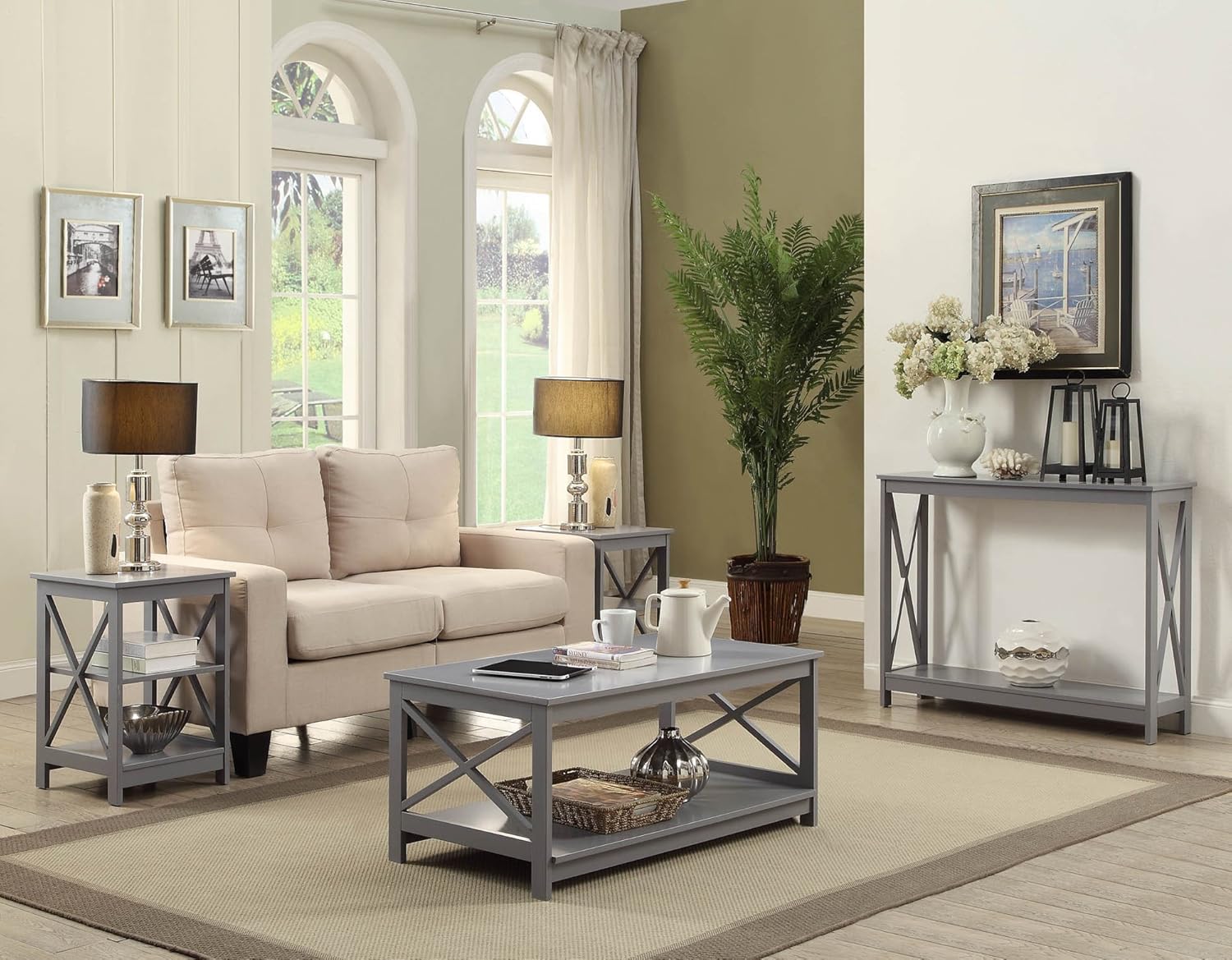 Convenience Concepts Oxford End Table, Gray: Kitchen & Dining