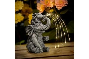 Rumiom Outdoor Solar Garden Statue Lights with 5 LED LED String Lights, Christmas & Birthday Gifts for Women, Garden Statues for Yard Decor, Elephant