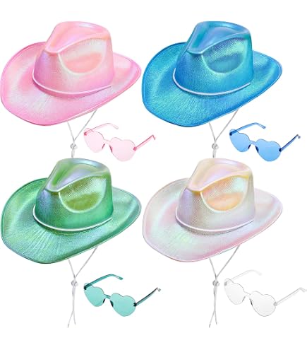 Amazon.com: Adult Iridescent Holographic Cowboy Hats - Set  display picture 3