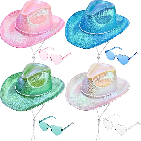 Amazon.com: Holographic Cowgirl Space Rave Hat with Rimless  display picture 1