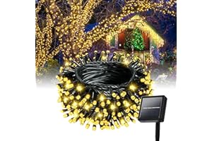 Lycklig String Solar Lights Outdoor Waterproof - 200 LED Extra-Long 82ft Solar Lights Outdoor String - Solar Powered Strings Light Waterproof for Tree Patio Garden Party Decorations Warm White