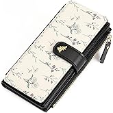 GAEKEAO Womens Wallet RFID Blocking Trifold Large Capacity Ladies Vegan Leather Wallet Floral Multi Card Holder Organizer