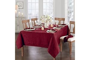 Elrene Home Fashions Caiden Elegance Damask Fabric Tablecloth, 60" x 120" Oblong/Rectangle, Cranberry