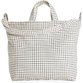 BAGGU Horizontal Zip Duck Bag, Natural Grid, One Size, Tote Bag