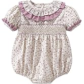 Curipeer Infant Baby Girls Summer Floral Romper Baby Bubble Sleeve Ruffle Romper Outfit 3M-2T